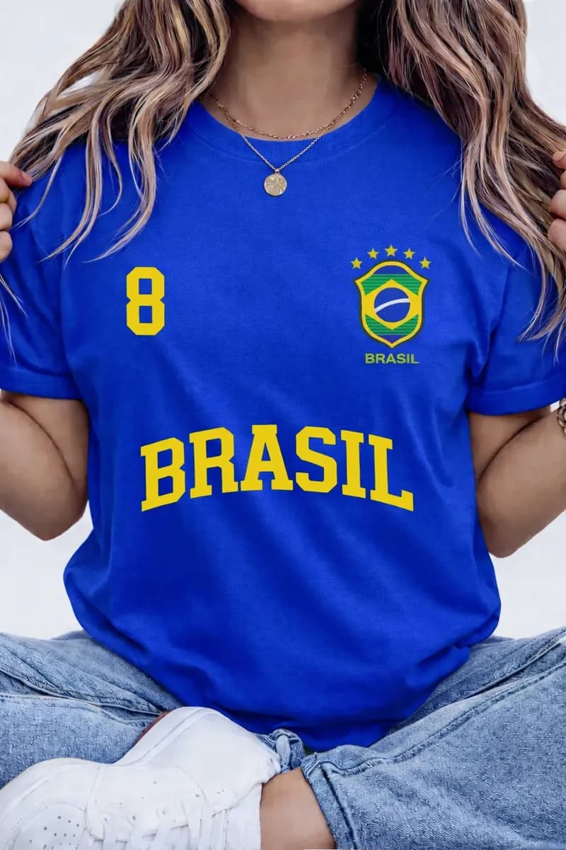 Camiseta feminina Brasil Copa 100% algodão