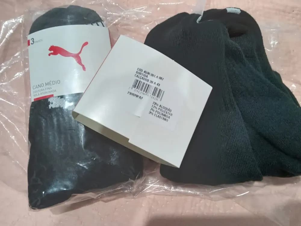 Kit 6 Pares Meias Puma Cano Médio Alto Atoalhada Original