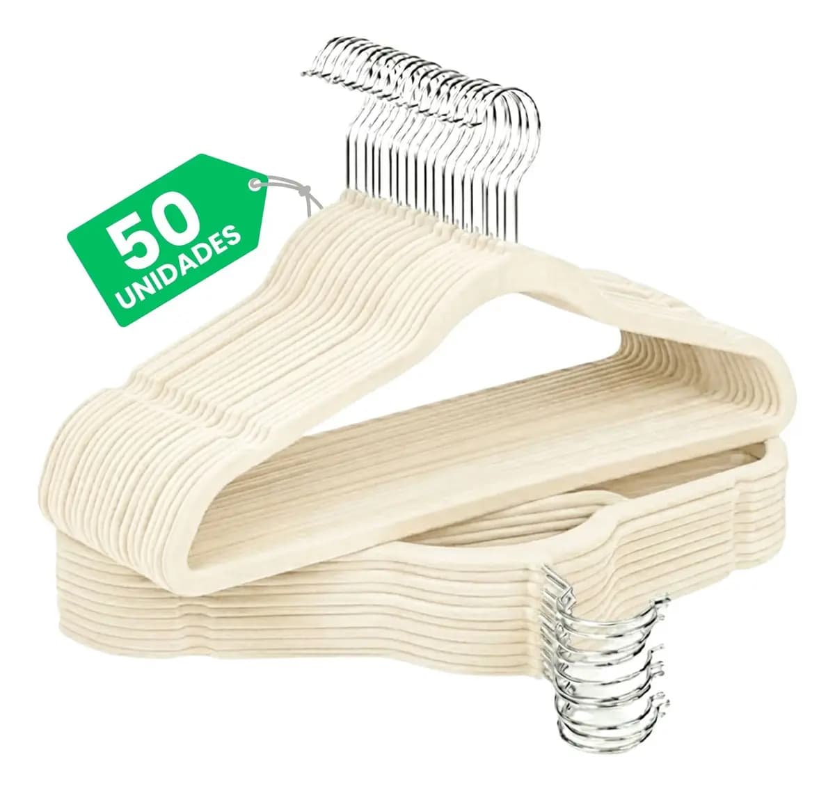 Kit 50 cabides de veludo slim antideslizante