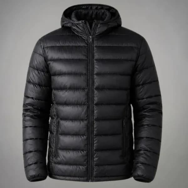 Jaqueta puffer masculina impermeável com capuz
