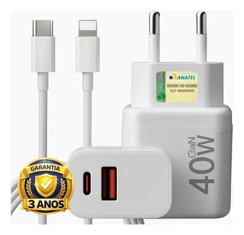 Carregador turbo 40W USB-C duplo para iPhone